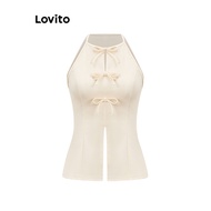 (Trendy) Lovito Elegant Top Summer Lace Up Bow Tank Top for Women L109MD032