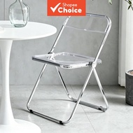 Foldable Acrylic Transparent Chair Ghost Dining Chair INS Crystal Plastic Chair Home Photography Neg