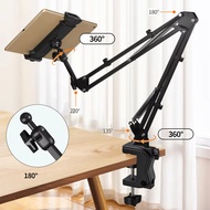 Tablet Holder for Bed with 90cm Metal Arm Tablet Stand Tablet Bracket 360° Rotating Bed Phone Mount 