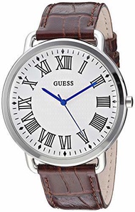 GUESS Men s Quartz Stainless Steel and Leather Watch, Color:Brown (Model: U1164G1)