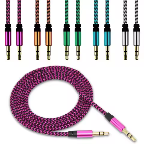 AUX Audio 3.5mm Jack Nylon Cable 3.5 mm to 3.5mm Aux Wire Line Male to Male Car Headphone Speaker Au
