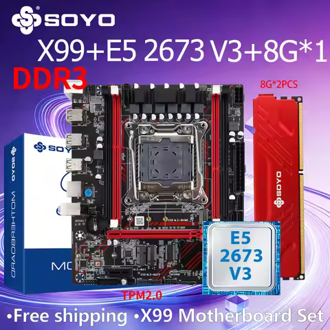 E5 2673 V3 CPU SOYO X99 DDR3 Motherboard DDR3 8G*1 Set with xeon Intel LGA2011-3 RAM Memoria PC game