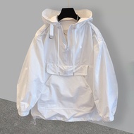 【拾物小集  ks1168.my】 Men's clothing潮牌纯色连帽冲锋衣风衣外套男女款春秋款韩版潮流工装拼接透气/新优 【0812n1rup8O9i】