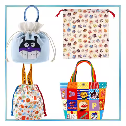 Anpanman Lunch Box Mom's Storage Bag Student Drawstring Handbag Cartoon Bags Cosmetics Headphones Ch