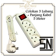 3-Pin Socket with Original SNI Electrical Plug 5 Meter Long Cable 3 Core Wire 2 Pin Socket Connector