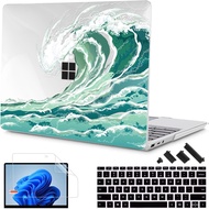 Green Waves Clear Protective Case for Microsoft Surface Laptop 3 4 5 13.5 inch Go 2 (2022) Surface Laptop 3/4/5 13.5inch Metal version/cloth version