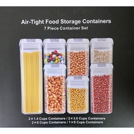 7pcs Set Air Tight Food Storage Containers Clear Plastic Cereal Container with Easy Lock Lids Kitche