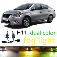 1 set Lampu Kabut LED Dua Warna 6000K Untuk Nissan Almera 2011-2018