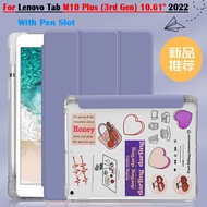 For Lenovo Tab M10 Plus 3rd Gen / Xiaoxin Pad 10.6 inch 2022 Soft TPU Transparent Adjustable Stand Cover TB128FU TB128XU TB128XC TB125FU Fashion DIY Tablet Protective Case