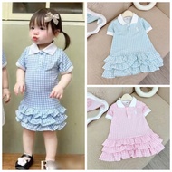 Lovely 3-Layer Fishtail Flared Polo Dress for Girls 8-20kg DT1498