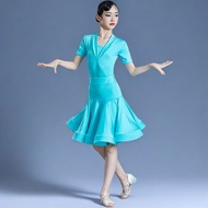 3/18 Latin Dance Competition Costume Latin Dance Costume Girls Off-Season Clearance Split Short-Slee