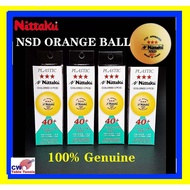 Nittaku New NSD Orange Ball 3-Star NSD 40+ Official Table Tennis Ball Bola Ping Pong Orange Colour I