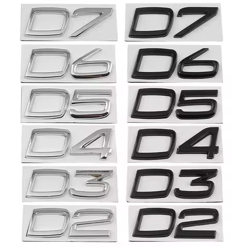 Car Metal D2 D3 D4 D5 D6 D7 Words Logo Badge Emblem Decals Sticker For Volvo S40 S60 S80 S90 XC40 XC