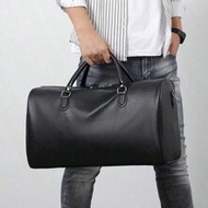 1pc Large Capacity Retro Duffel For Men And Women, PU Leather Travel Bag, Short Trip Handbag, Casual