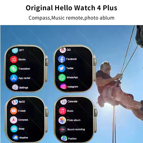 2025 New Hello Watch 4 Plus Ultra2 Smartwatch 49mm AMOLED 4GB ROM NFC GPT GPS Compass Clock Bluetoot