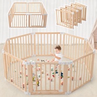 Foldable Wooden Playpen,Large Baby Gate Playpen with Child-Proof