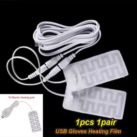 DIZETION 1 Pair 1pc Thermal Electric USB Gloves Heater Heated Gloves Carbon Fiber Cloth Skis Mittens