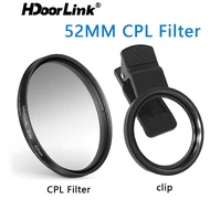 Hdoorlink Universal 52mm CPL Filter Adjustable Phone Lens Clip-on Filter