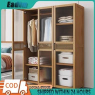 Solid Wood Wardrobe Clothes Storage Cabinet 160CM 4 Door Simple Wardrobe Cabinet Large capacity dust