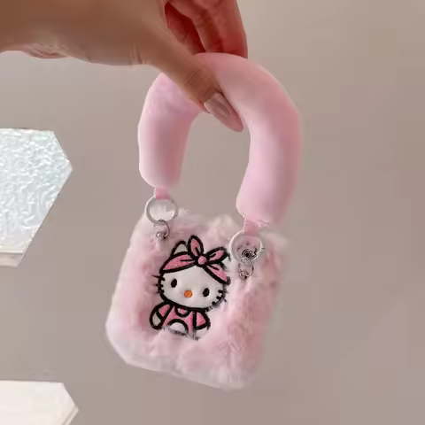 Japanese and Korean ins Holle Kitty Plush Phone Case For Galaxy ZF1ip3 4 5 6 7 Z Fold3 4 5 6 7W24 23