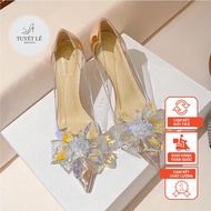 9 Inch High Heels - B60 phalee stone bow (Slightly small fit - Big, thick feet, length increases in 