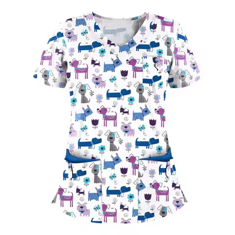 New Veterinary Dentist Scrubs Medical Uniforms Woman Tops Fashion Slim Beauty Scrub Clothes Spa Nurs