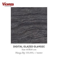 Granit/ Granite Tile Vicenza 60x60cm Hitam Abu Marmer GL6902C