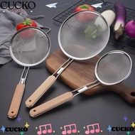 CUCKO Fine Mesh Strainer, Easy To Clean Fine Mesh Stainless Steel Strainer,  Wooden Handle Oil Strai