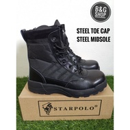 Starpolo Men Tactical/Swat/Rela/Security Boots With Steel Cap & Midsole Protect SP601