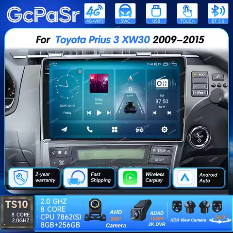 Wireless CarPlay Car Radio For Toyota Prius 3 XW30 2009-2015 GPS Multimedia Stereo TouchScreen Playe