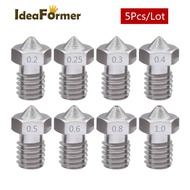 TA 5Pcs Stainless Steel E3D V6 Nozzle M6 Thread 0.2 0.25 0.3 0.4 0.5 0.6 0.8 1.0mm for 3D Printer 1.