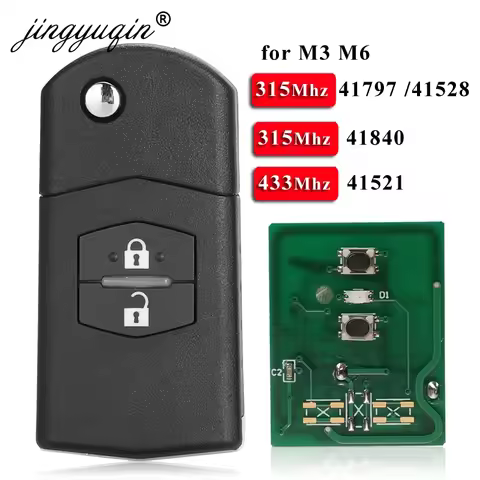jingyuqin 2 Button Remote Fob Flip Car Key 315Mhz /433Mhz 4D63 for Mazda 3 M3 Axela 6 M6 Atenza 4179