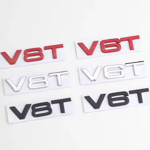 3D Metal Car Fender Side Emblem V6T V8T Logo For Audi S4 A4 B7 V6T Sticker A6 Golf 4 C7 SQ7 Q8 R8 S8
