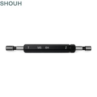 SHOUH Double Ends Thread Gauge, 6H Tolerance Steel Material Thread Plug Gauge, Durable M5x0.8 Black 