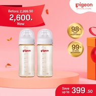 Pigeon Official - Wide Neck PPSU Feeding Bottle 330ml 2pcs for 6+ Mos Anti Colic No Nipple Confusion