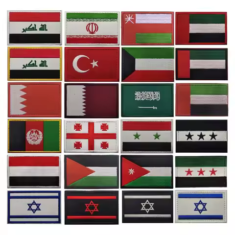 Iraq Syria Palestine Israel Asian Middle Eastern Flag Embroider Patch Hook Loop Emblem Armband For B