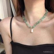 Original Aventurine Natural Natural Pendant Crushed Ice Clavicle Chain Hand-Made Necklace Baroque Pe