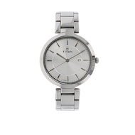 Titan 2480SM07 Workwear Watch with Silver Dial &amp; Stainless Steel Strap