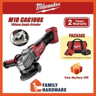 MILWAUKEE  M18 FUEL™ 100mm Angle Grinder M18 CAG100X-0 M18CAG M18 CAG With Slide Switch M1218FC Charger M18B12 Battery