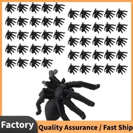 50x Plastic Black Spider Trick Toy Halloween Haunted House Prop Decor