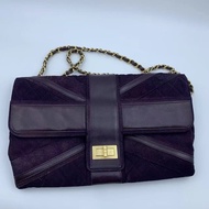 Chanel 2.55 绒面革单肩包紫色链条包斜挎包