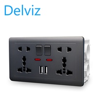 Delviz(UK/EU/US socket)  wall power socket 13A with switch control USB socket intelligent quick char