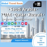 Saudi Arabia | UAE-Dubai | Qatar | Kuwait | Travel Data SIM Card 4 Countries | STC | DU | Vodafone |