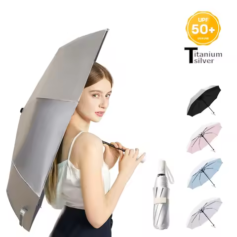UV Umbrella Titanium UV Protection Sun Automatic Folding Windproof Umbrella Thick Strong Sunshade Um