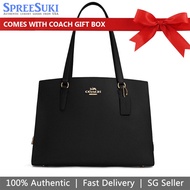 Coach Handbag In Gift Box Tote Shoulder Bag Tatum Carryall 40 Double Face Crossgrain Leather Black True Red # C4077