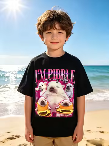 Funny Pibble Wash My Belly Dog Meme T Shirt Men Women Harajuku Comfort T-Shirt Short Sleeve Daily We