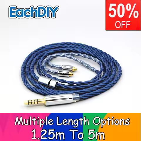 99% Pure Silver OCC Alloy Graphene Full Sleeved Earphone Cable For Shure AONIC 3 4 5 SE425 SE315 se5