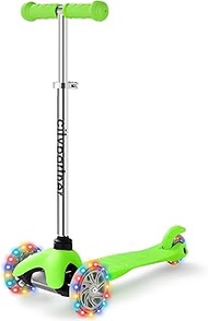 Kids Scooter, Children and Toddler 3 Wheel Kick Scooter, LED Lighted Wheels and 3 Adjustable Height