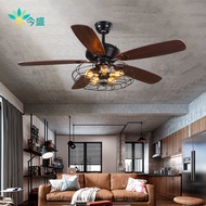 Jinsheng LOFT Industrial Style Ceiling Fan Lights Dining Room/Living Room Fan-Style Ceiling Lamp American Retro Ceiling Fan, with Light Fan Lamp