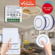 RF 433 MHz Smart Switch AC 100V~240V 16A 1/2/3 Gang Wall Panel Switch 2-Way Control Mini Round Butto